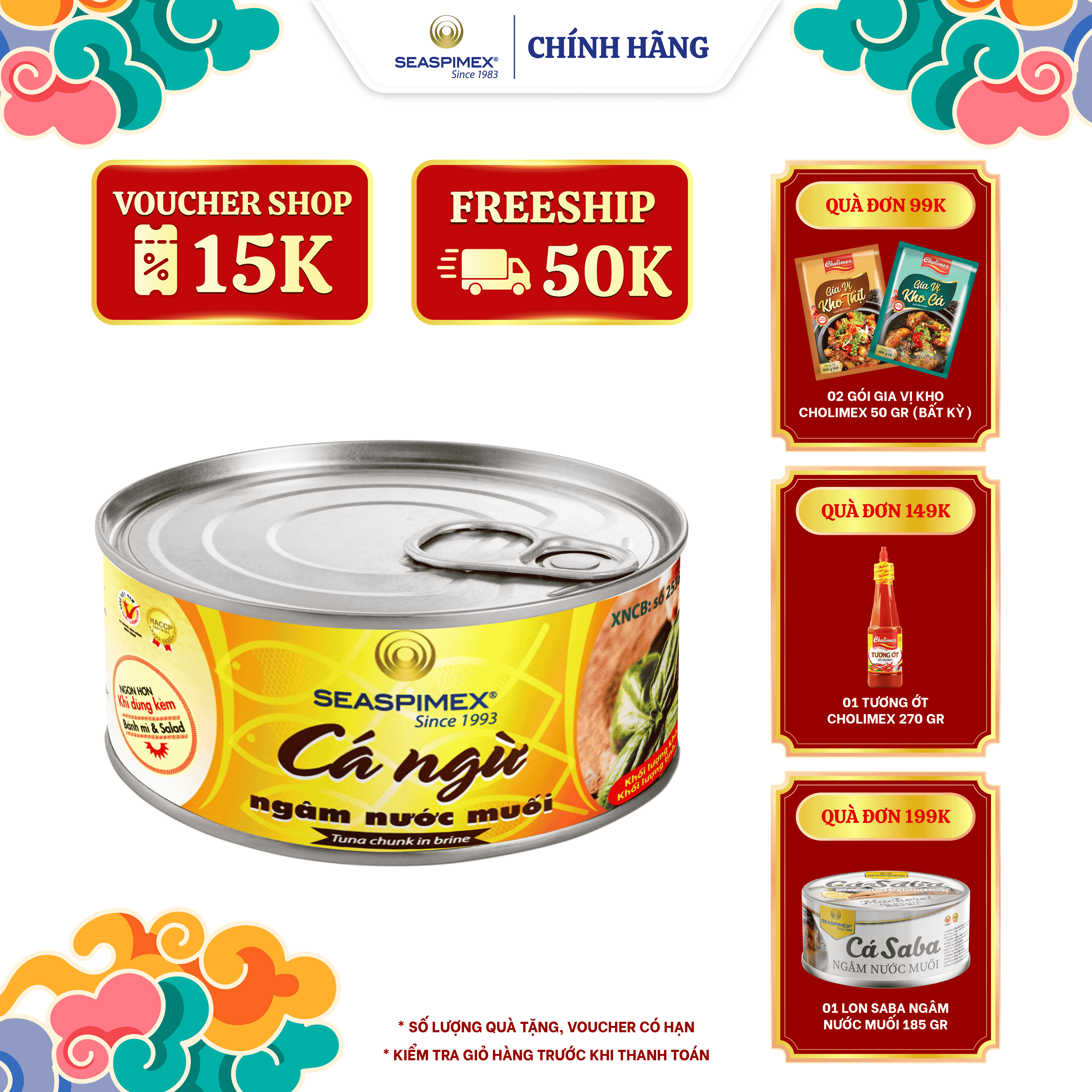 Cá Ngừ Ngâm Nước Muối SEASPIMEX 185gr