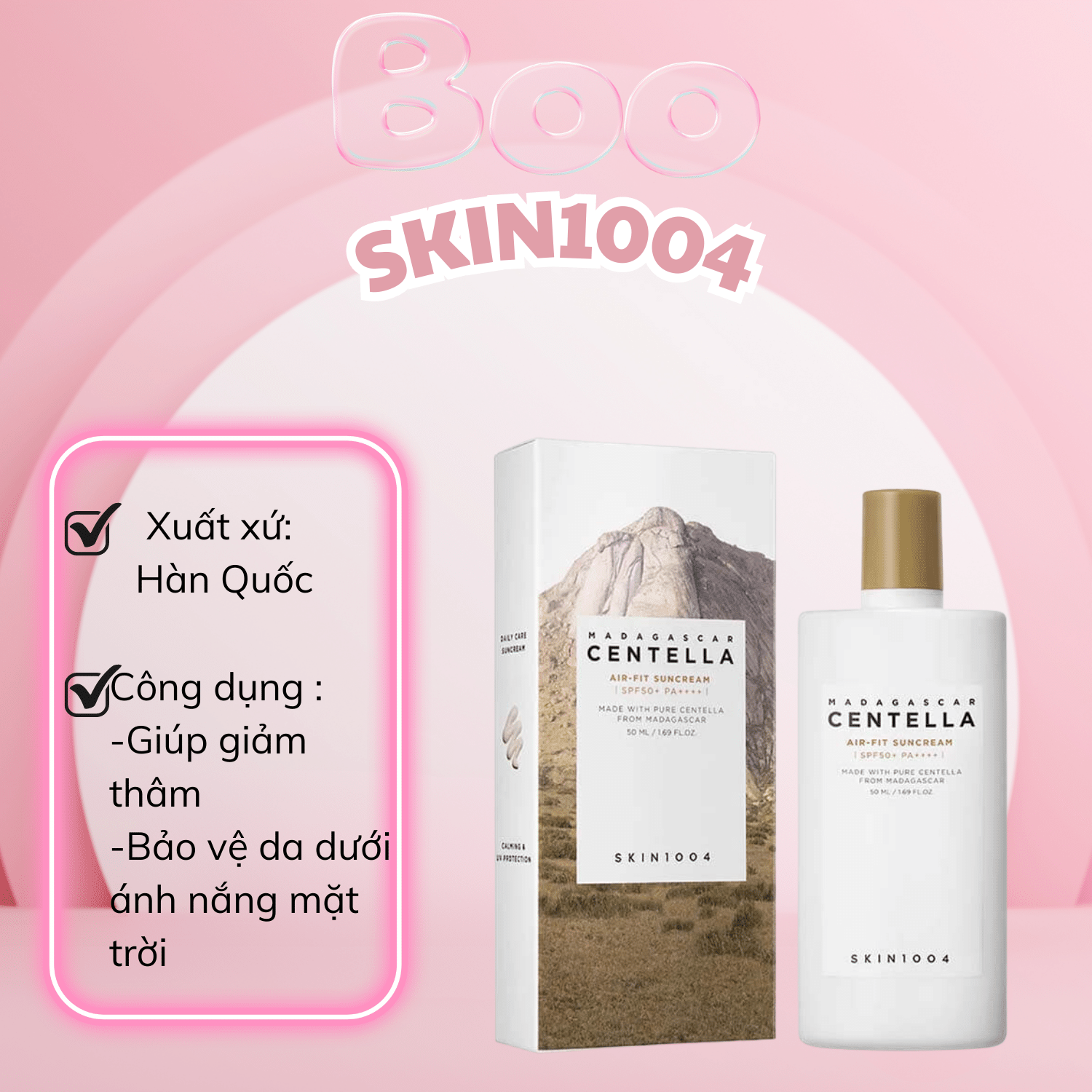 Kem chống nắng chiết xuất rau má skin1004