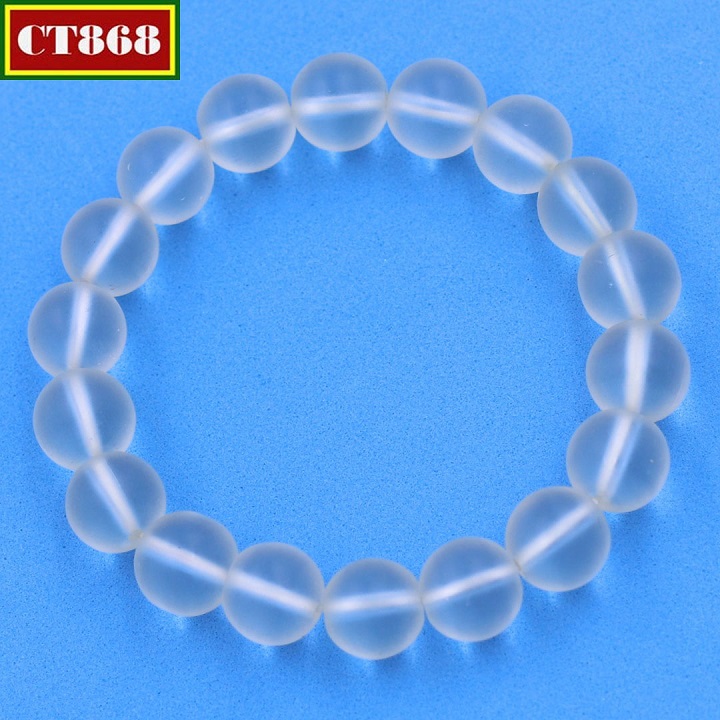 [HCM]Vòng tay chuỗi hạt đá thạch anh trắng mờ 10 ly 18 hạt
