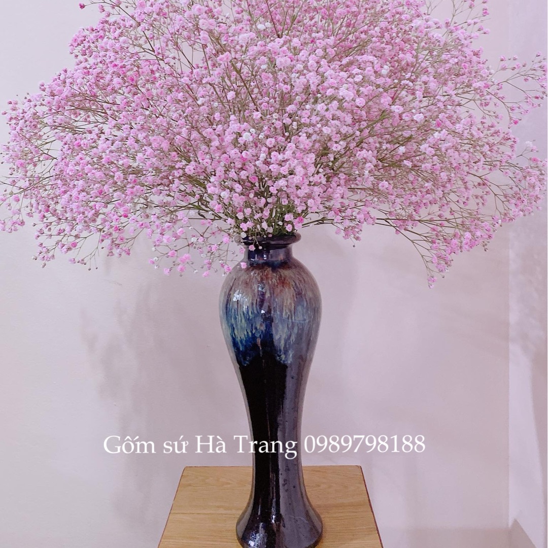 Lọ hoa gốm sứ Bát Tràng cao cấp men hoả biến ngân hà cao 36cm