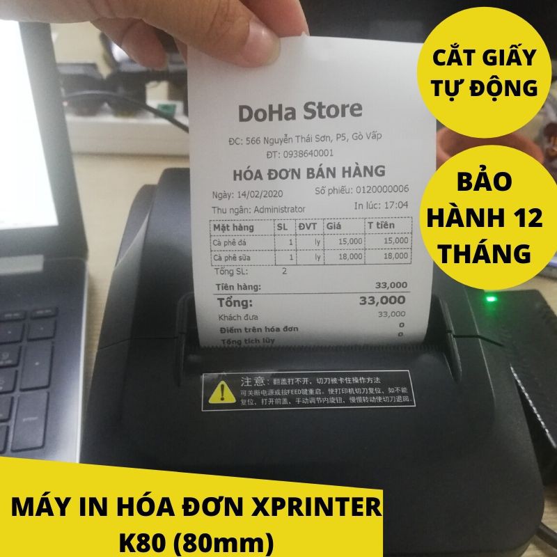 [HCM](Có Video) Máy In Bill Hóa Đơn XPRINTER A160 (USB) Có Cắt Giấy Tự Động
