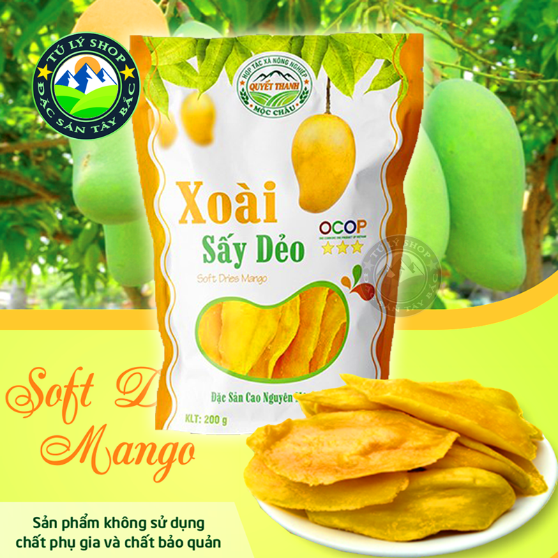 Xoài Sấy Dẻo Mộc Châu 200g (Xoài Sạch VietGap - Đặc Sản Mộc Châu)