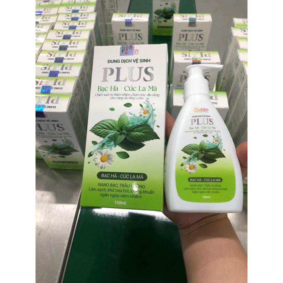 (Chính Hãng) Dung Dịch Vệ Sinh Plus Bạc Hà - Cúc la mã Queen 150 ml