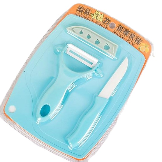 2 in 1 ceramic mini fruit slicer with quality cutting board knife set-knife-chopping board-grater knife set