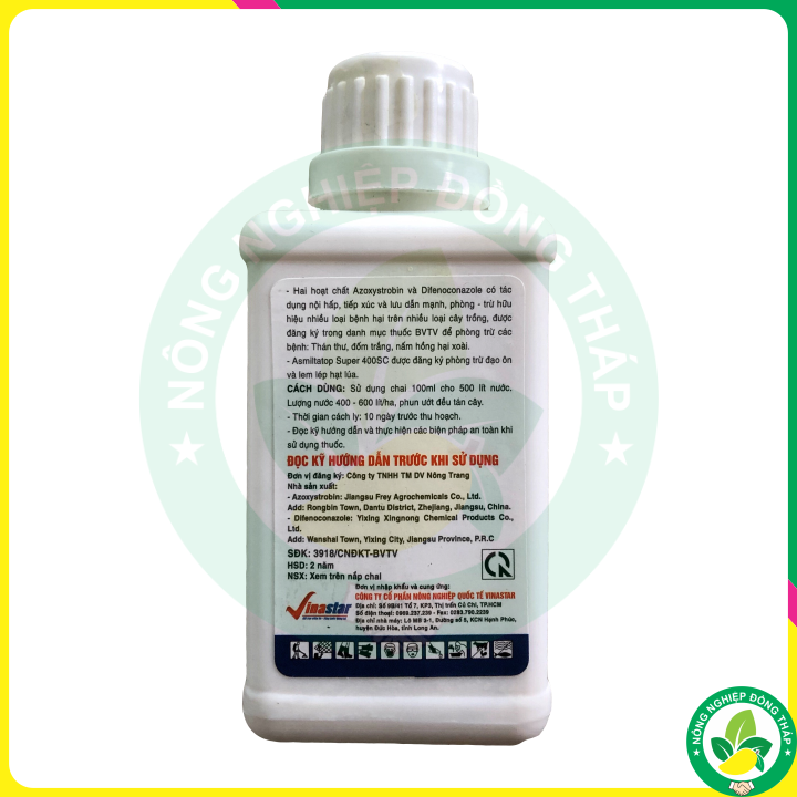 Thuốc Trừ Bệnh Asmiltatop Super 400SC – Đạo Ôn, Lem Lép Hạt Hại Lúa, Thán Thư Hại Cây Ăn Trái, Đốm Lá Hại Cây Trồng (Chai 100ml)