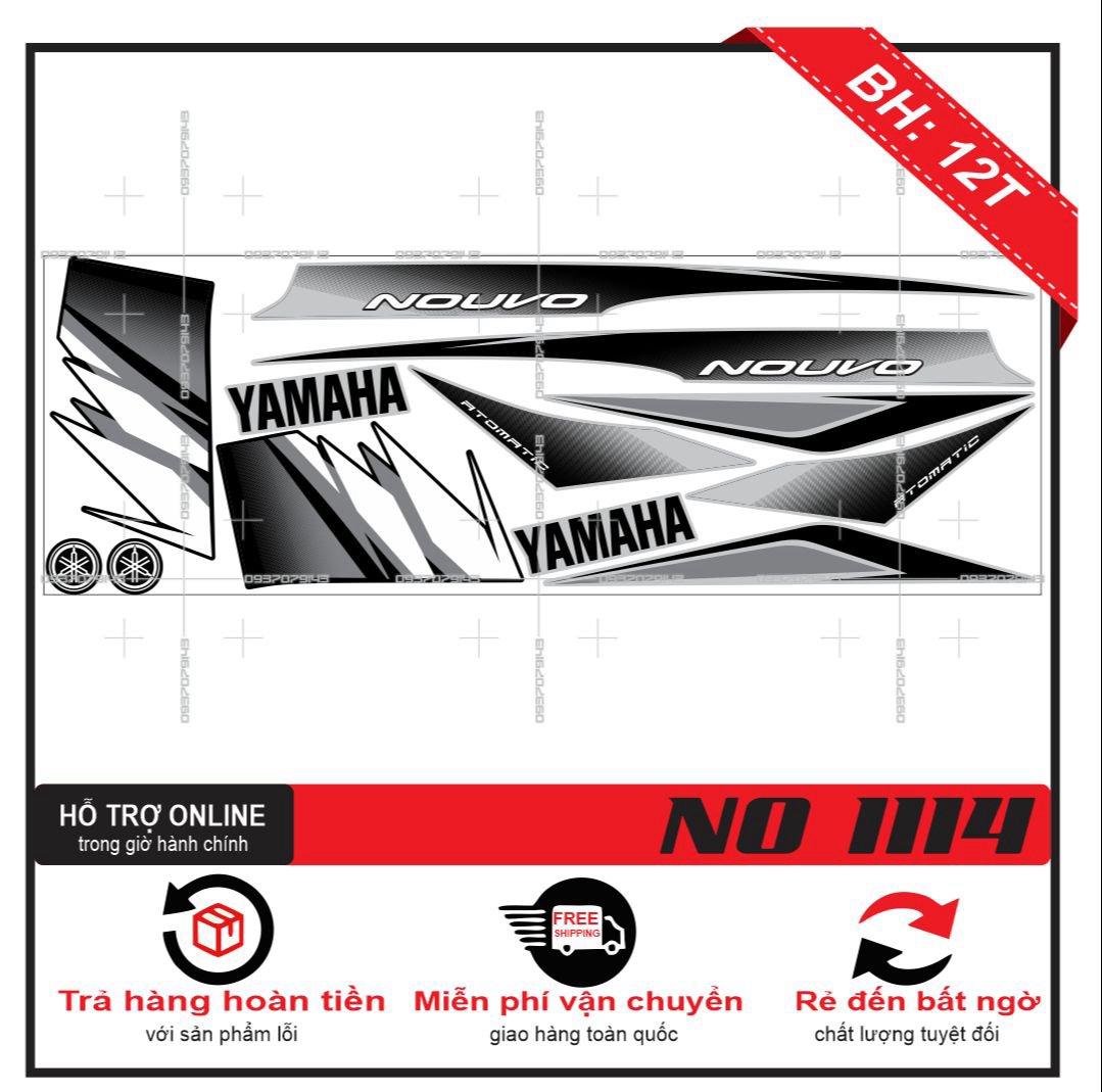 TEM XE NOUVO 2 BẠC ĐEN - DECAL BIKER