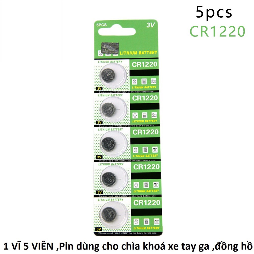 PIN CR1220 Lithium (1 vỉ 5 viên)