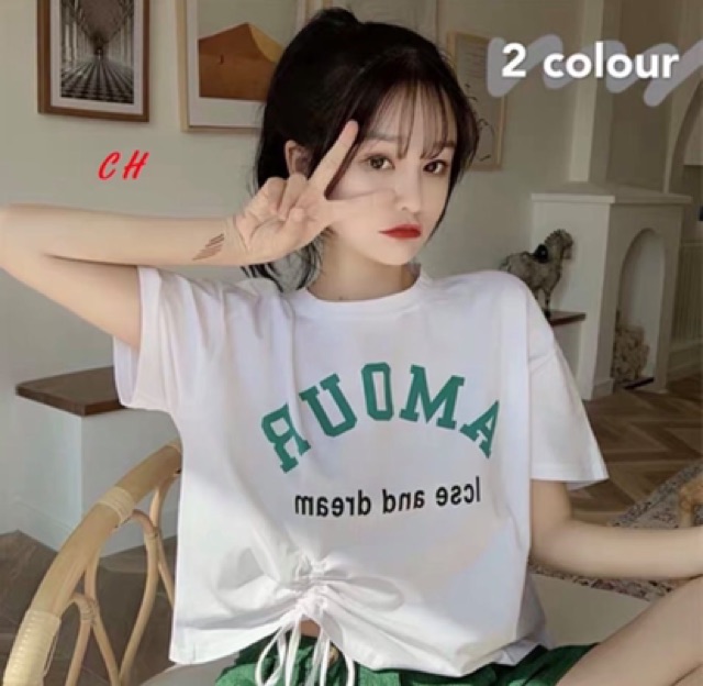 [HCM]Áo croptop rút eo AMOUR (Nhiều màu)