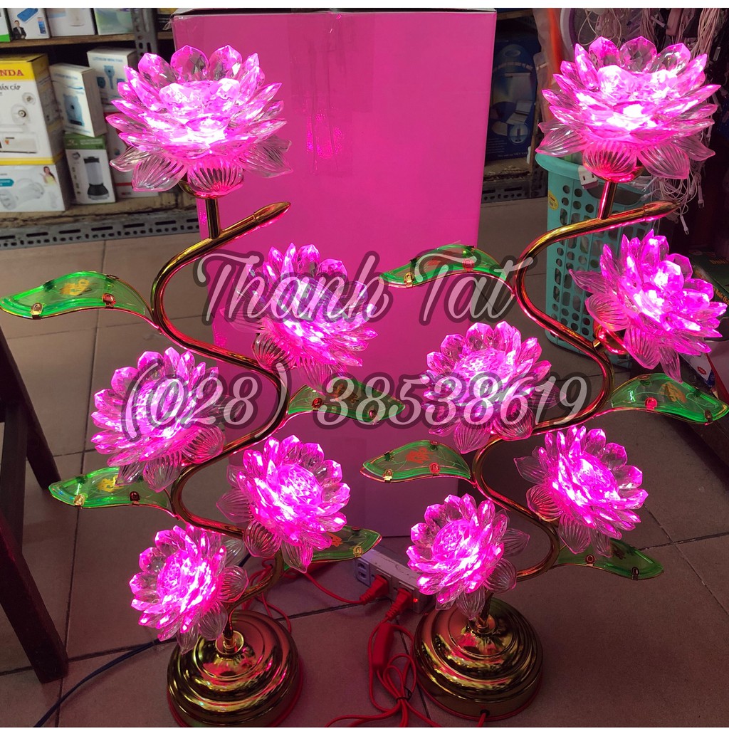 Đèn thờ led hoa sen 5 bông 75cm