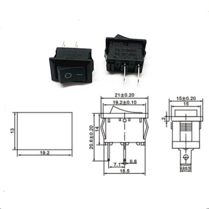 Combo 5 Công tắc bập bênh KCD11-101 6A 250V 2 Chân