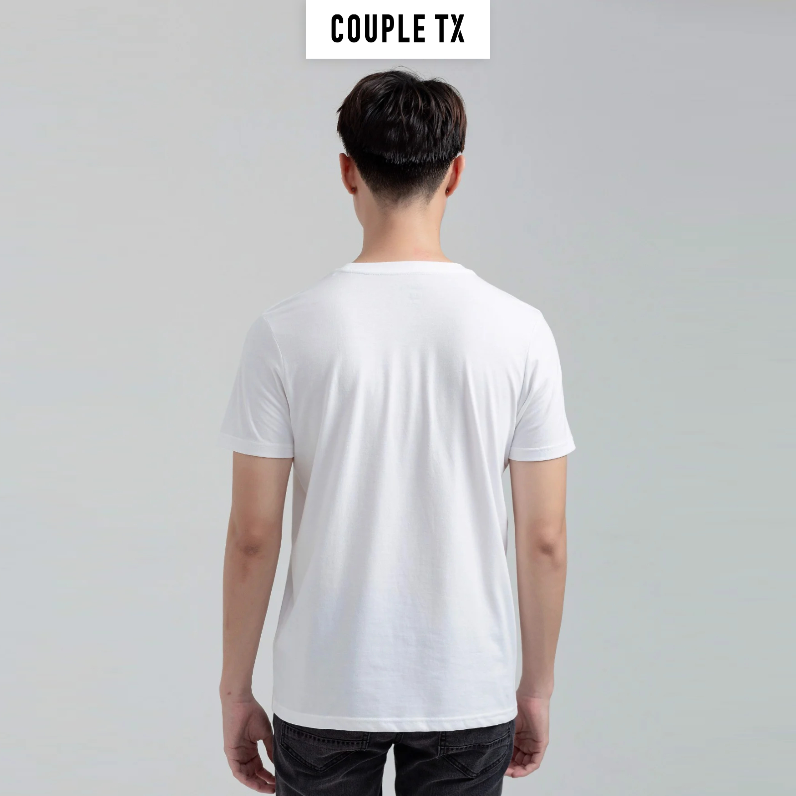 Áo Thun Nam  Couple TX-  Áo Thun Trơn, Cổ Tròn Basic In Logo X