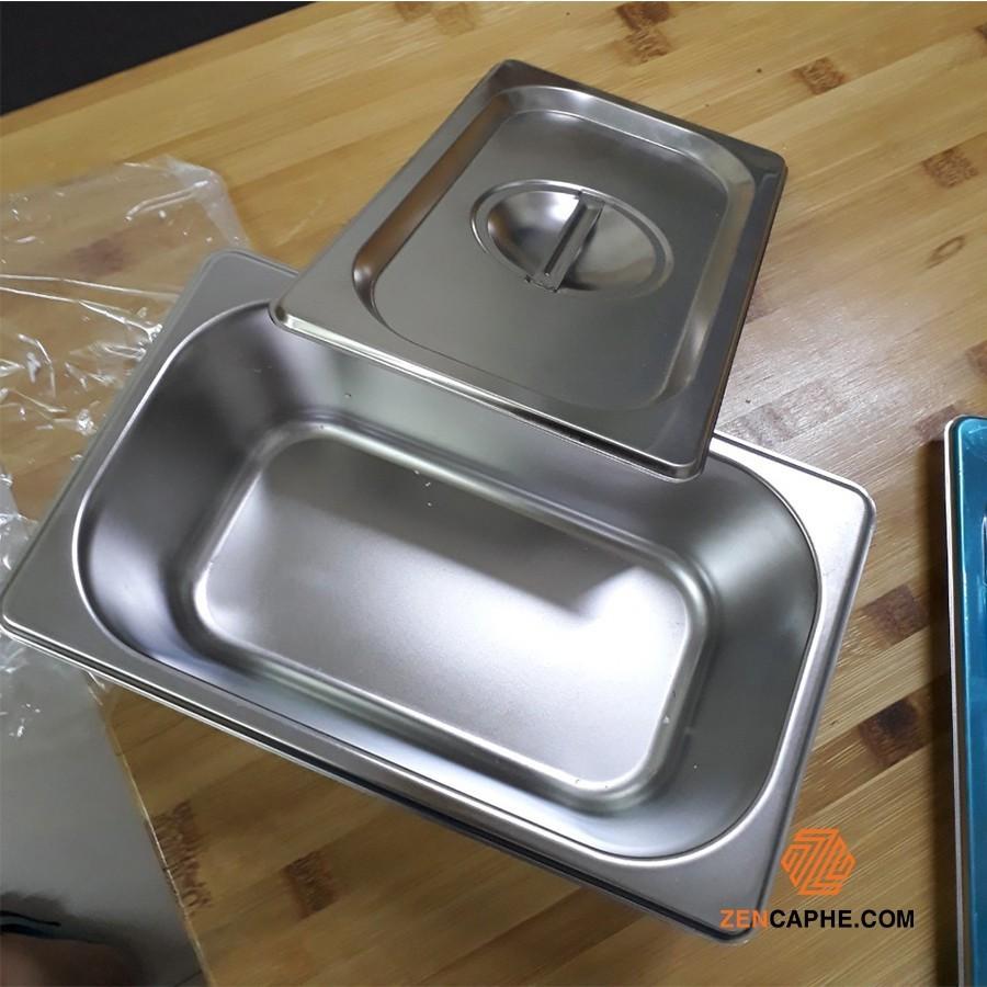Khay đựng topping inox có nắp 1/2