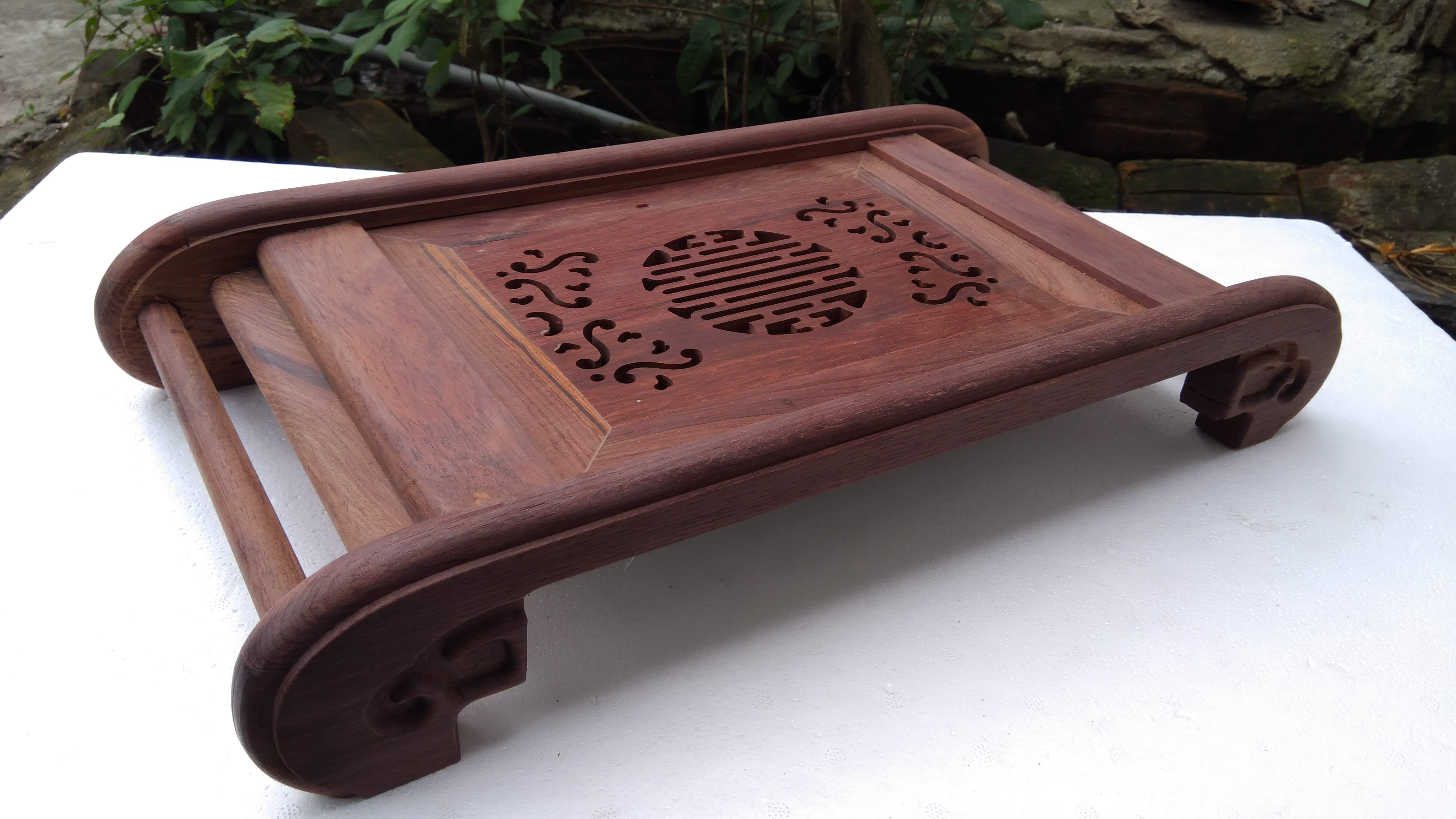 Khay trà cuốn gỗ cẩm cao cấp