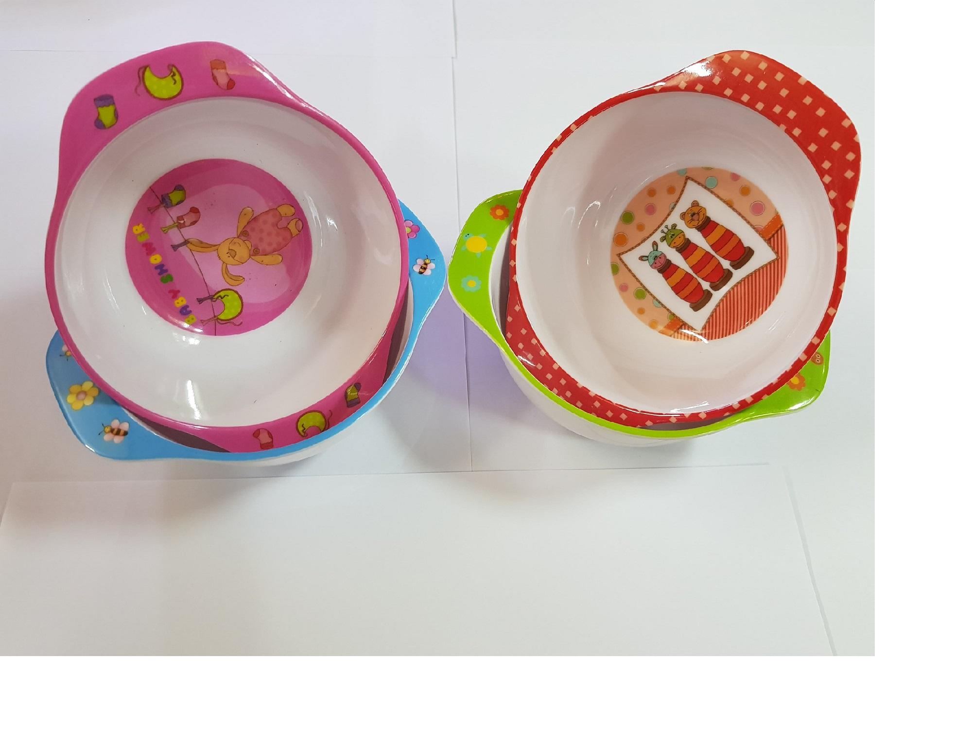 LÔ 2 CHÉN (BÁT)  ĂN CHO BÉ CÓ 2 QUAI - MELAMINE (VCP) (giao màu ngẫu nhiên)