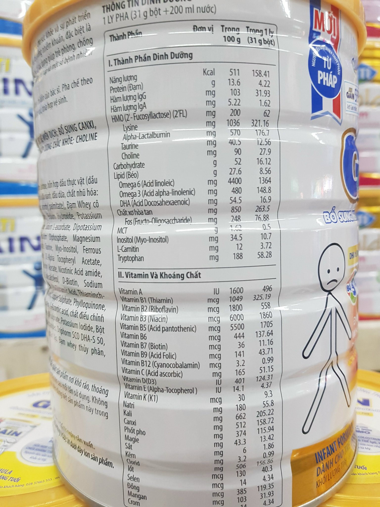 sữa bột Arti Gain (0-6 Tháng tuổi ) lon 800g