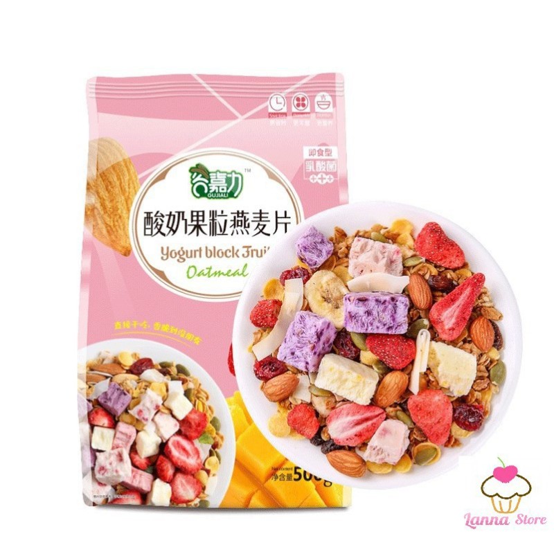 [GIẢM CÂN] Ngũ cốc sữa chua ăn kiêng mix hạt, hoa quả YOGURT FRUIT OATMEAL - Đài Loan (loại có thêm cục sữa chua)