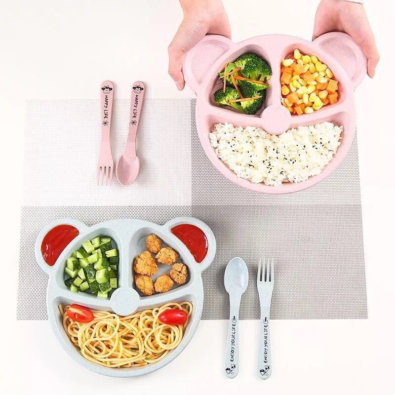 Khay ăn dặm lúa mạch cho bé hình gấu