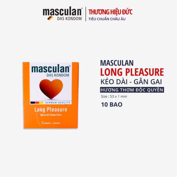 Hộp 3 Cái Bao cao su Masculan Long Pleasure -Kéo dài thời gian - Gân và hàng trăm chấm hạt, Cao Cấp. Bao Cao Su Masculan Không Mùi Cao Su, Bán Chạy Nhất Tại Đức