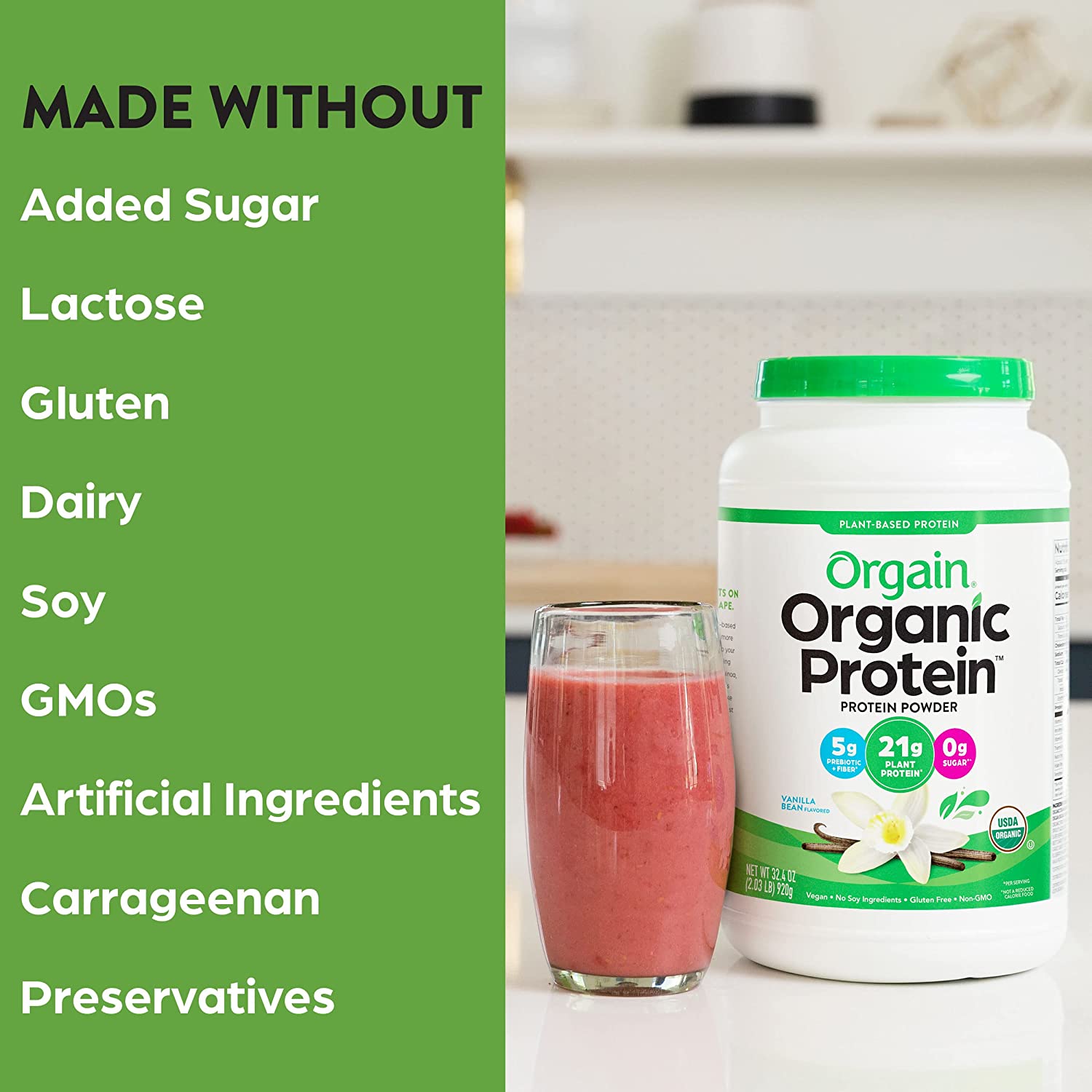 Bột đạm thực vật hữu cơ Orgain Organic Protein hương vani 920g