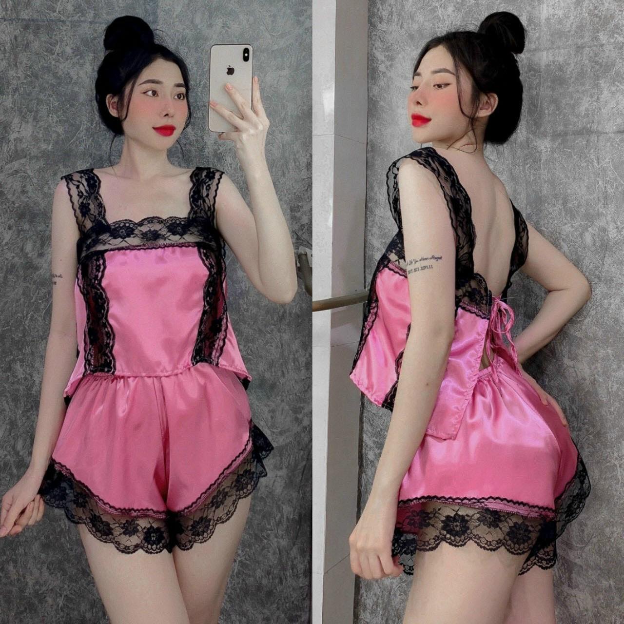 Đồ ngủ cực sexy cho nữ vải phi lụa phối ren