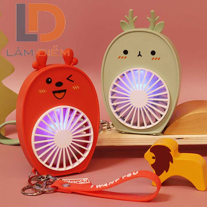 Quạt bàn pin sạc usb 2 chế độ siêu mát đôrêmon kitty