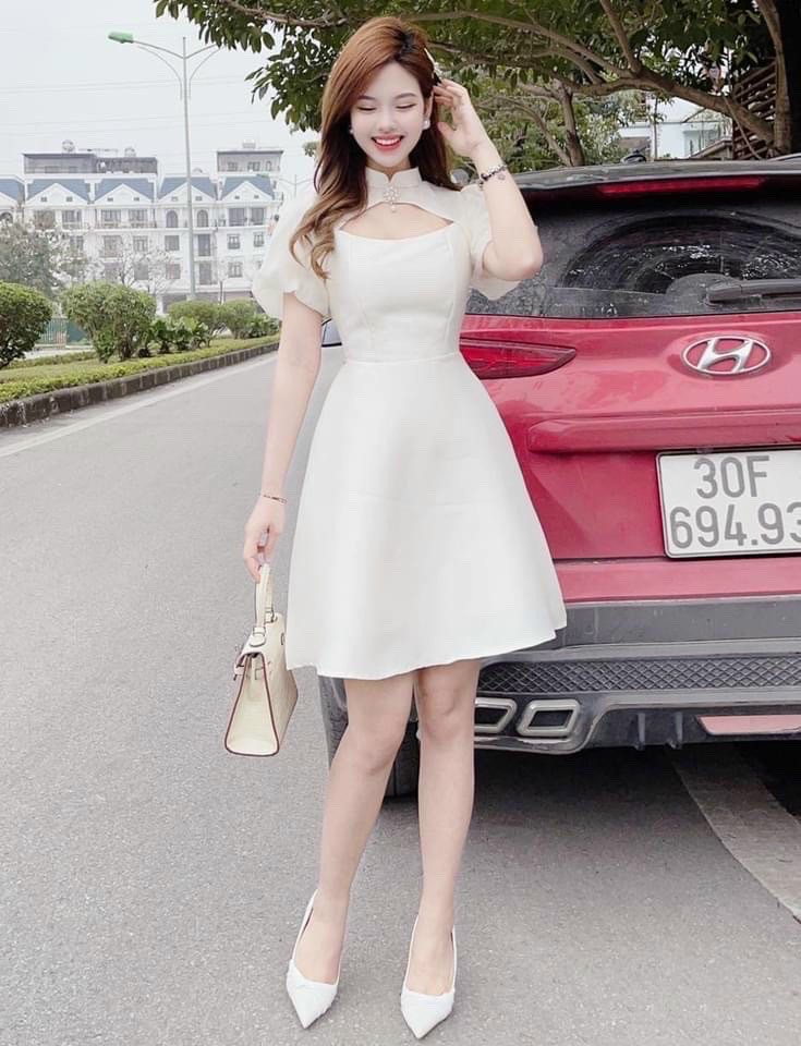 ( Hàng có sẵn) JINLI Đầm trắng đi tiệc 13