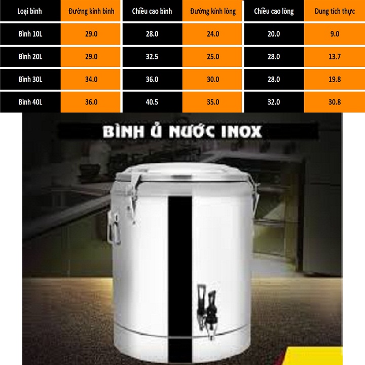 BÌNH Ủ TRÀ SỮA GIỮ NHIỆT INOX 304 CAO CẤP