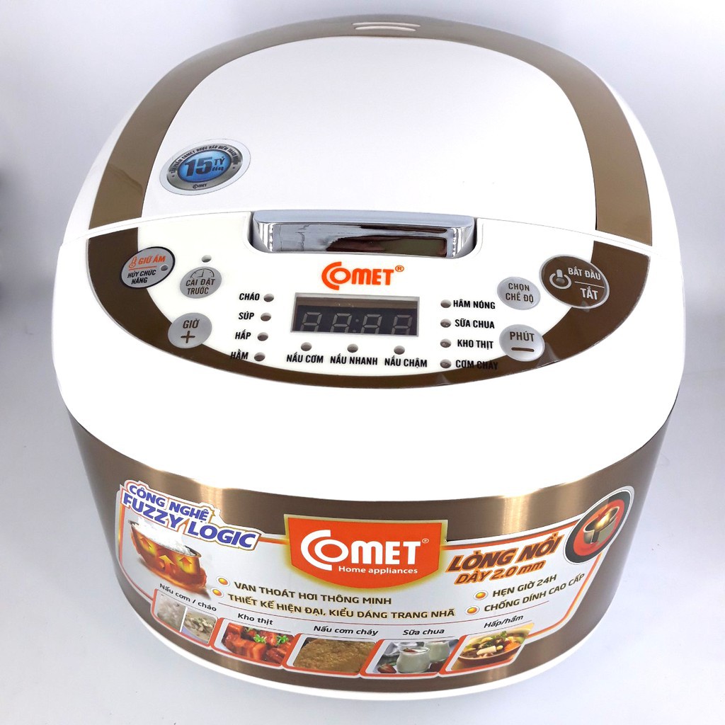 Nồi cơm điện COMET 1.8L có điện áp 220V công suất 700W tần số 50Hz chất liệu lót hợp kim nhôm thiết kế nhỏ gọn giá tốt
