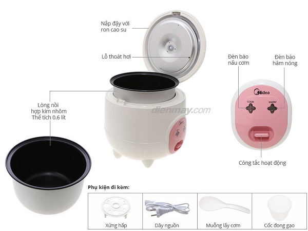 Nồi cơm điện Midea MR-CM06SA 0.6 lít