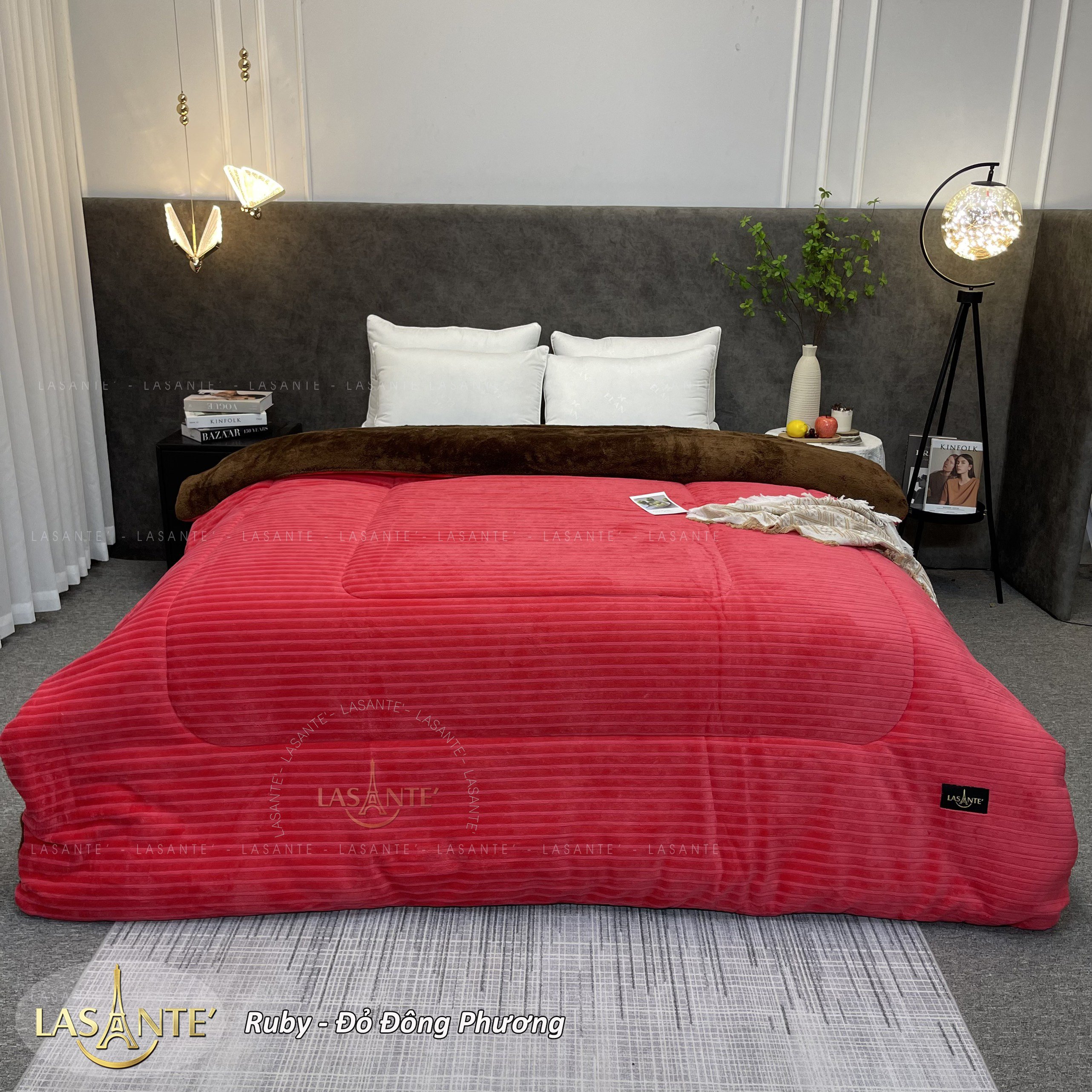 Chăn lông cừu êm ái ấm áp chính hãng Lasante Pháp - Ruby