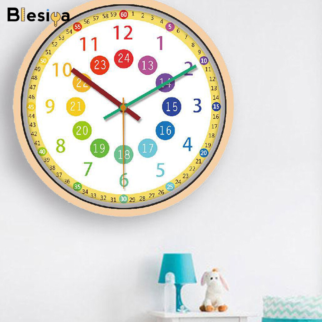 Đồng Hồ Treo Tường Blesiya, Hoạt Động Bằng Pin Cho Phòng Ngủ Trẻ Em Đồng Hồ Học Tập 12"
