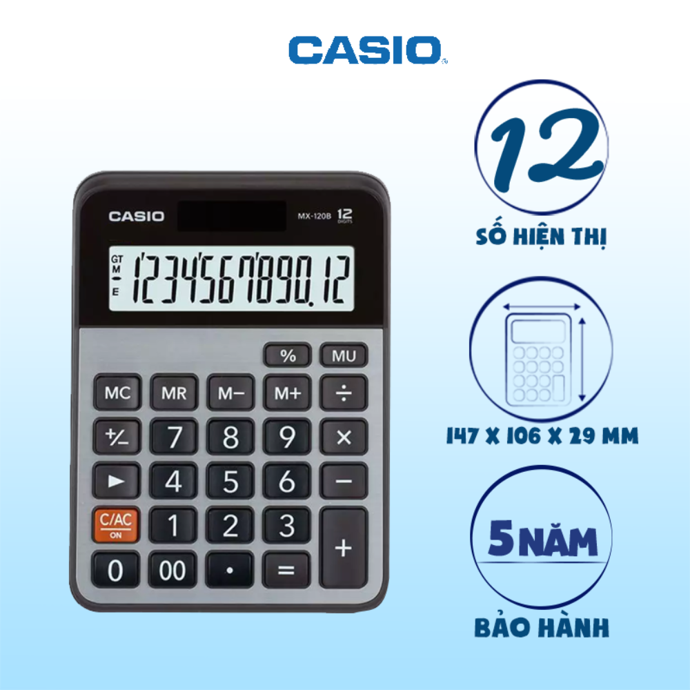 Computer portable Casio MX 120b with keys designed plastic makes it easy surface metal withstand strong impact