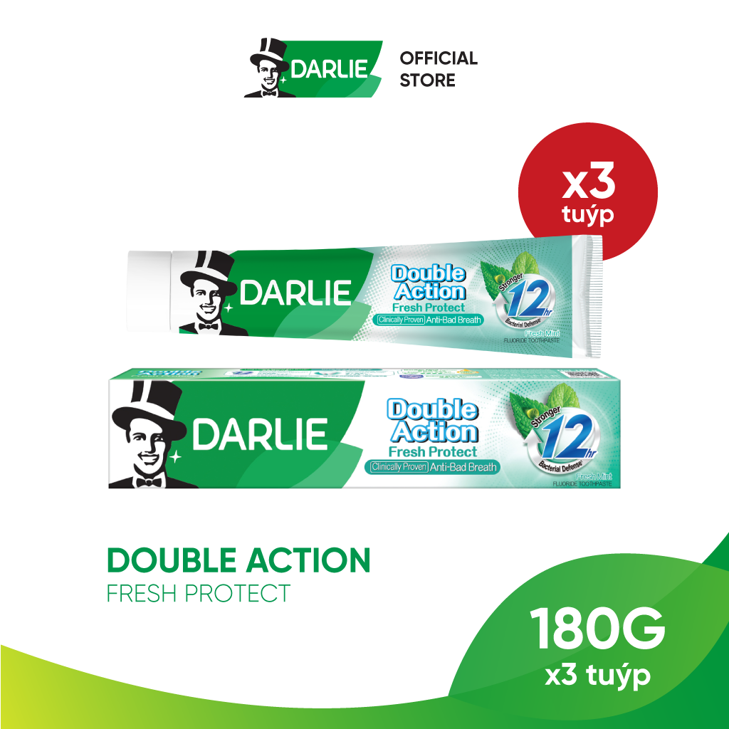 Bộ 3 Kem Đánh Răng Darlie Double Action Fresh Protect 180g