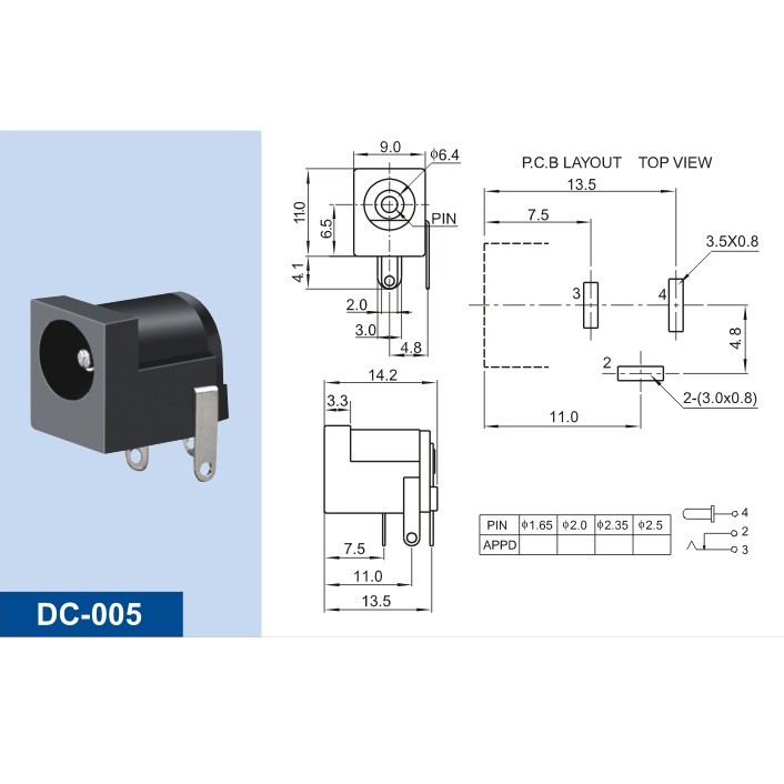 Chân jack DC cái 5.5*2.1