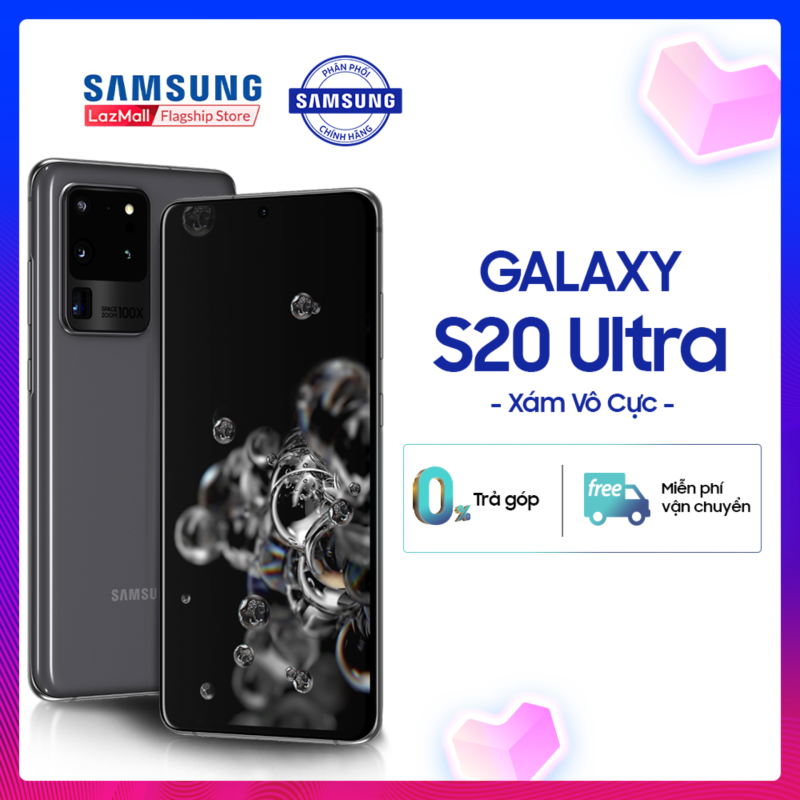 Điện thoại Samsung Galaxy S20 Ultra 128GB/RAM12GB - Màn hình Dynamic AMOLED 2X, 6.9 inch Quad HD+ (2K+) - 2 SIM Nano (SIM 2 chung khe thẻ nhớ) - Hỗ trợ 4G - Pin 5000mAH, sạc nhanh - Hàng phân phối chính hãng