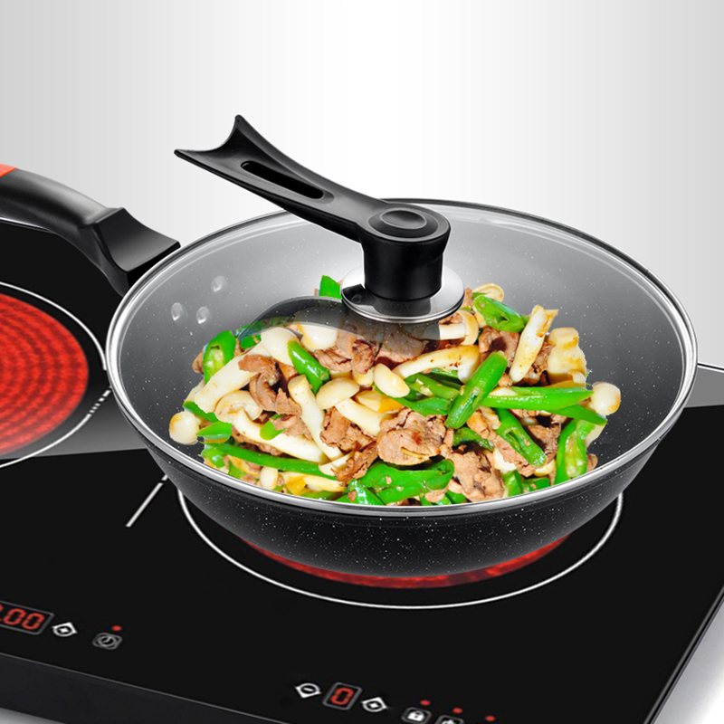 Chảo chống dính Hàn Quốc mặt đá có nắp 32cm bền đẹp