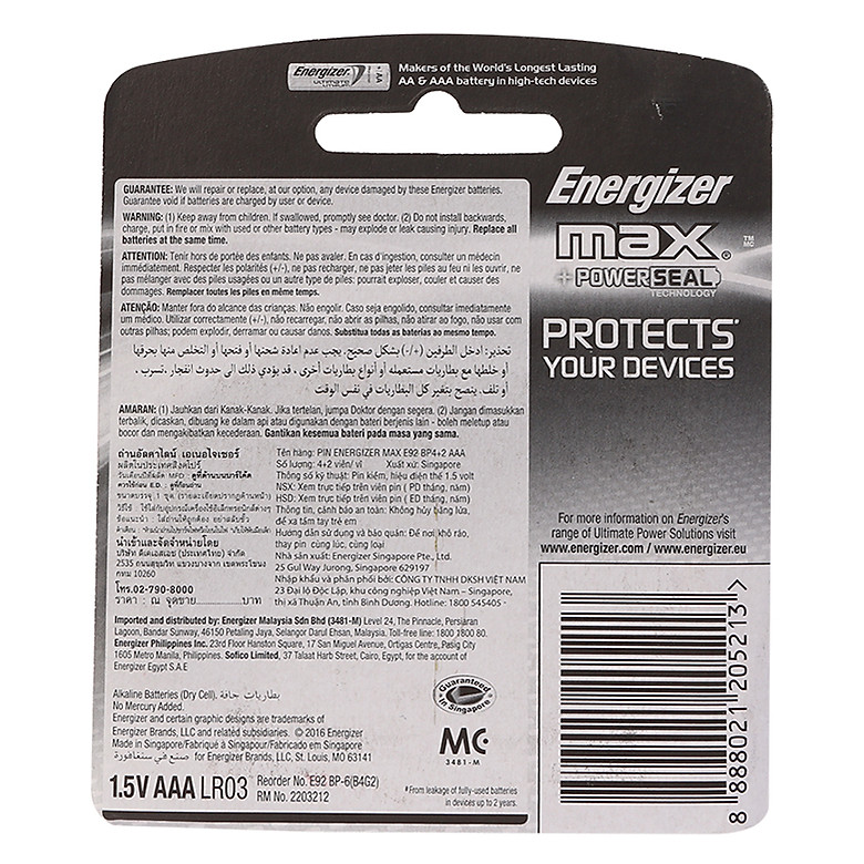 Pin Max 4 + 2 Viên Energizer E92 BP4+2 AAA - Hàng Chính Hãng - LEDORA
