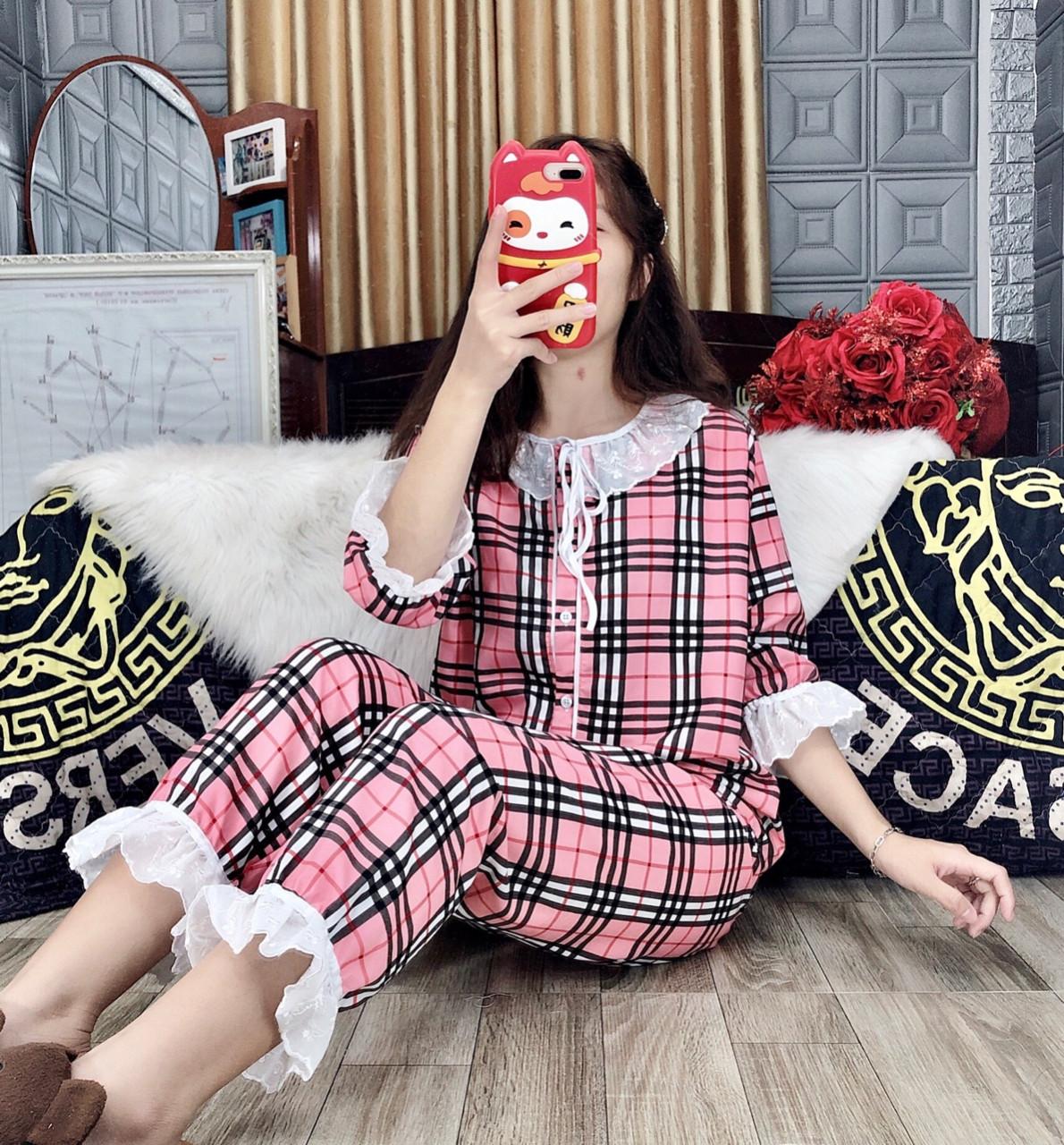 Sét bộ caro kate mịn lửng ren-MTB