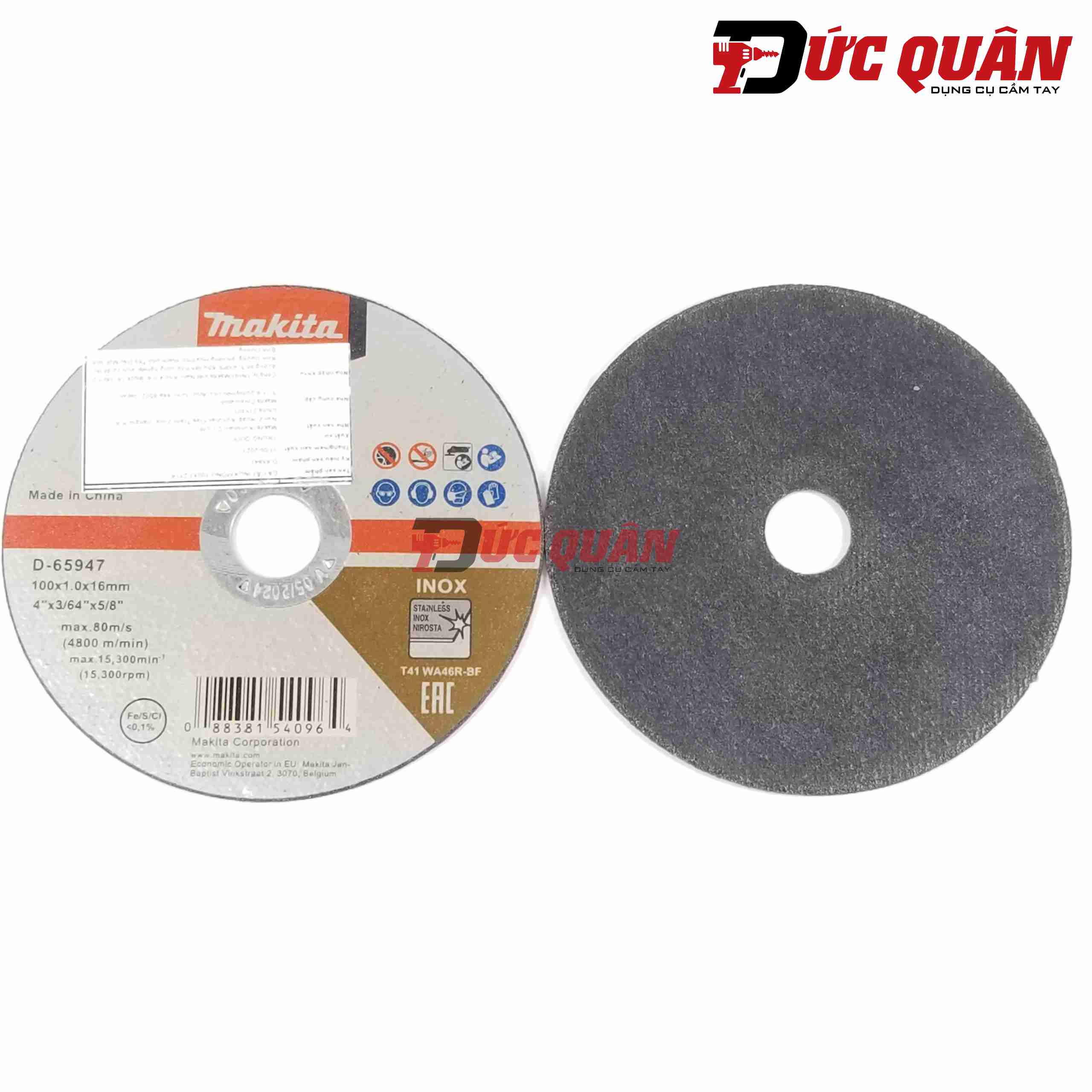 Đá cắt mỏng cho inox 100x1.2x16mm makita d-65947