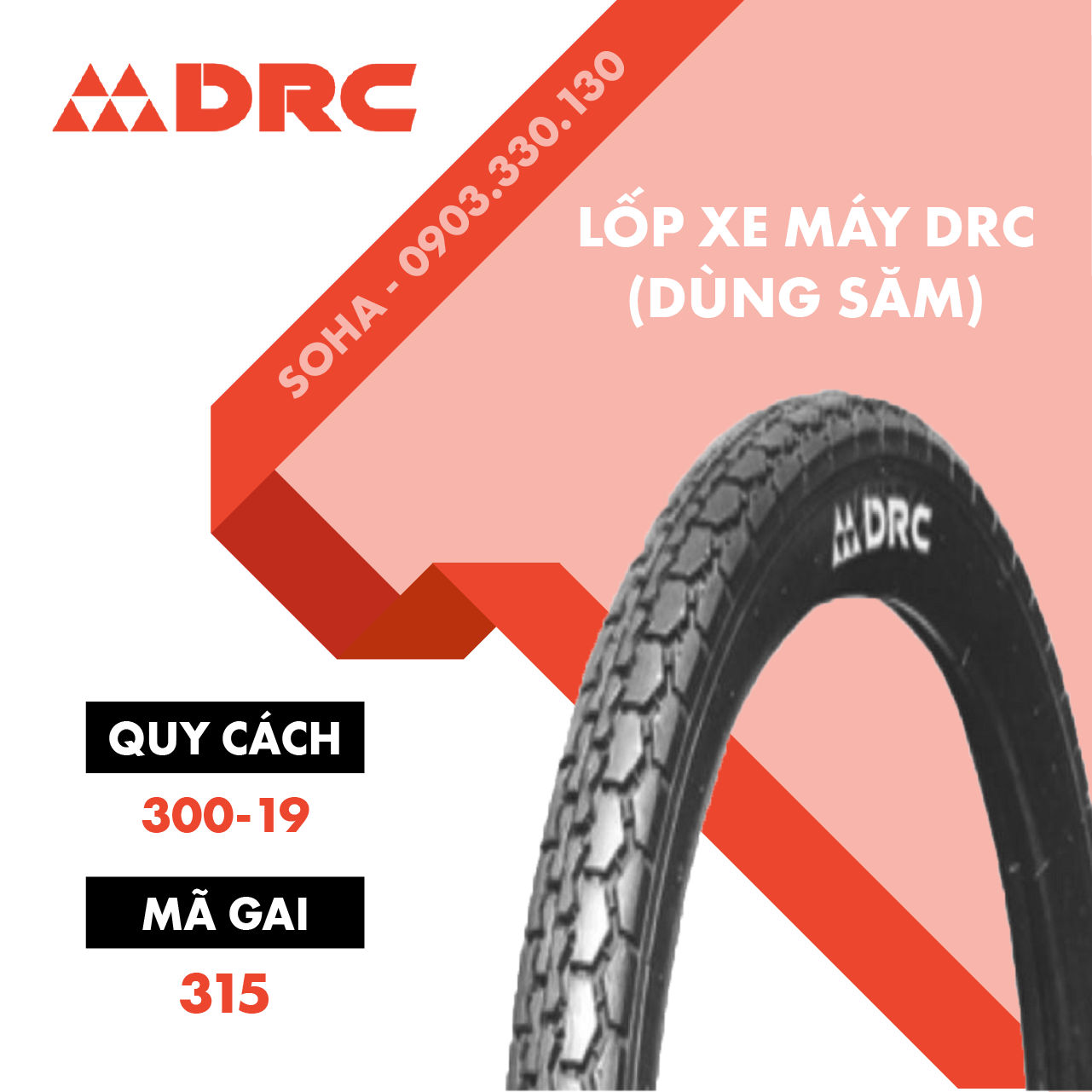 Vỏ/Lốp Xe Ba Gác (Dùng Săm) 300-19