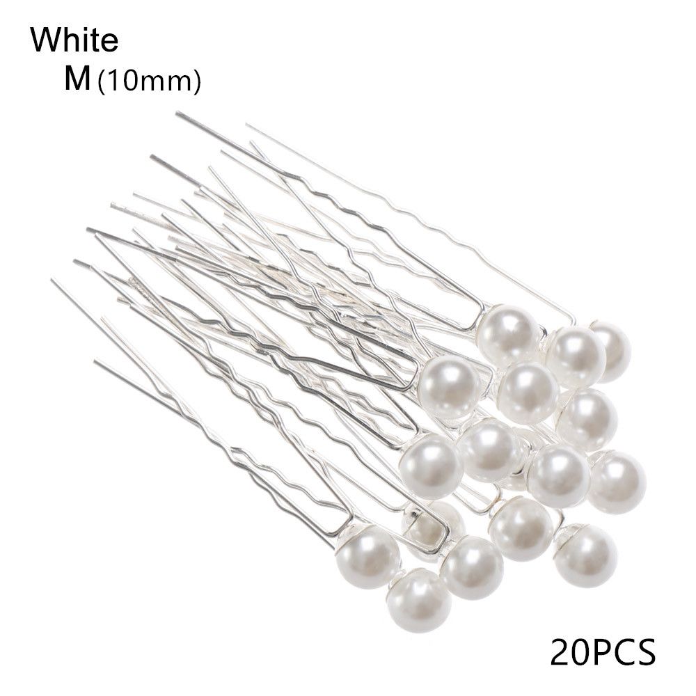 20Pcs/box Women Pearl U-shaped Hair Haippins Pin Hairpin Bridal Tiara Hair Accessories Wedding Hairstyle Design Tools Disk