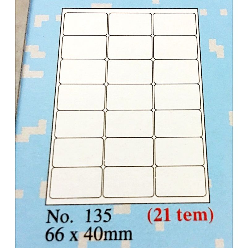 Giấy Decal A4 Tomy 135 ( 100 Tờ - 2100 Nhãn 66 x 40mm )