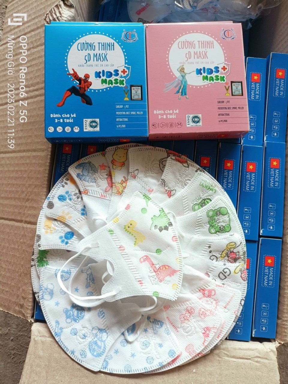 Khẩu trang 3D/5D cho bé từ 0-3th và 3-8 tuổi(hộp 10 cái)