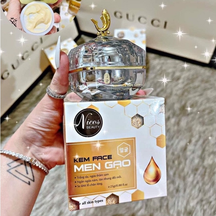 Kem Face Men Gạo Nicos CHÍNH HÃNG [ MẪU MỚI NIKOS ] dưỡng trắng,ngừa thâm sạm,ngăn ngừa nám,tàn nhang, đồi mồi, se khít lỗ chân lông hiệu quả [Dùng Là Mê]