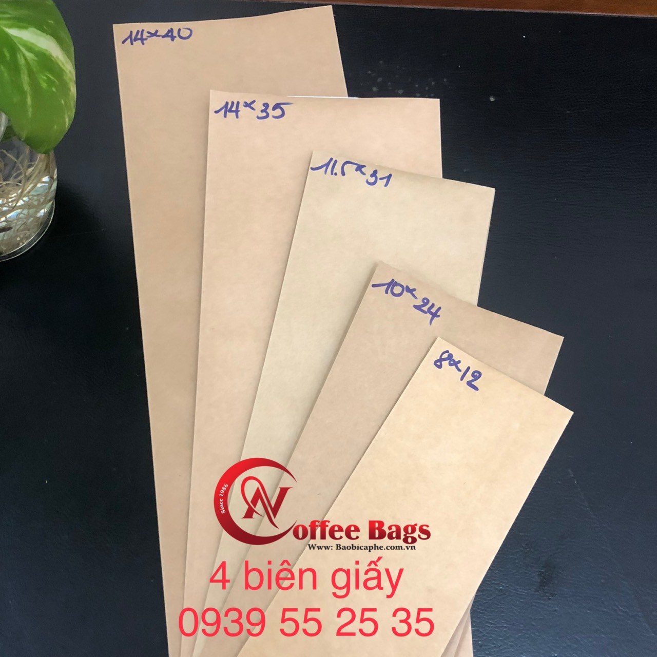 [1kg/size] túi giấy kraft 4 biên - đựng trà cafe