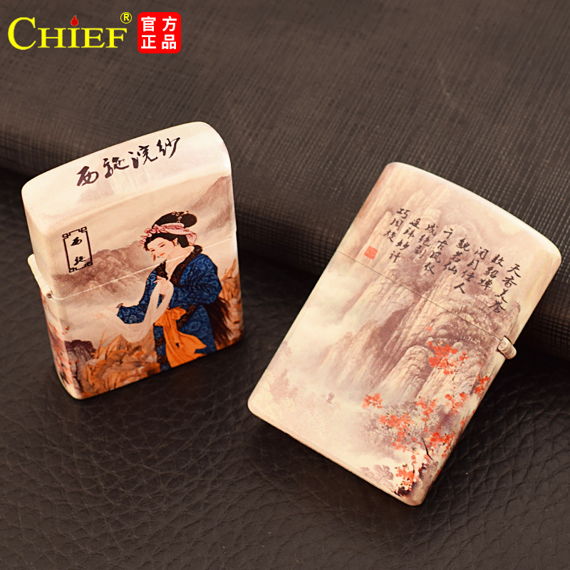 Bật lửa đá xăng Chief in 3D hình mỹ nhân cổ trang