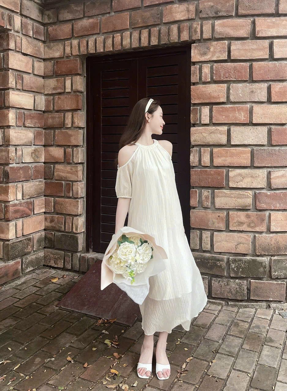 Váy bầu babydoll tầng -đầm bầu xinh thiết kế xếp tầng điệu đà