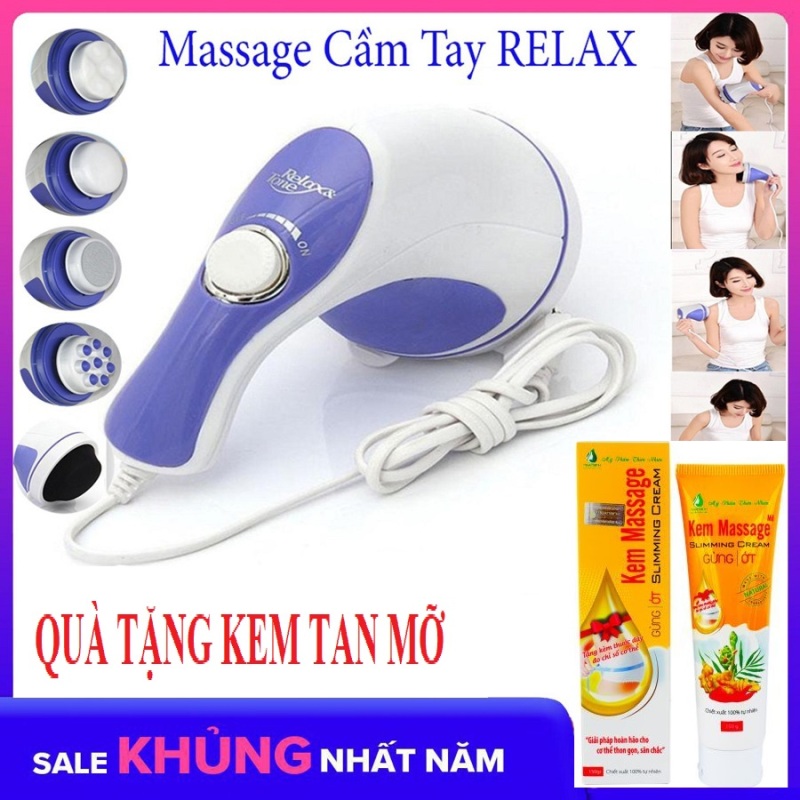 (Tặng Kem Tan Mỡ) Máy Đấm Lưng Kiểu Hàn Quốc Massage Cầm Tay 5 Đầu Đánh (Relax)Cao Cấp Giá Rẻ Chất Lượng Vượt Trội Giảm Nhức Mỏi, Xả Trest Hiệu Quả. cao cấp