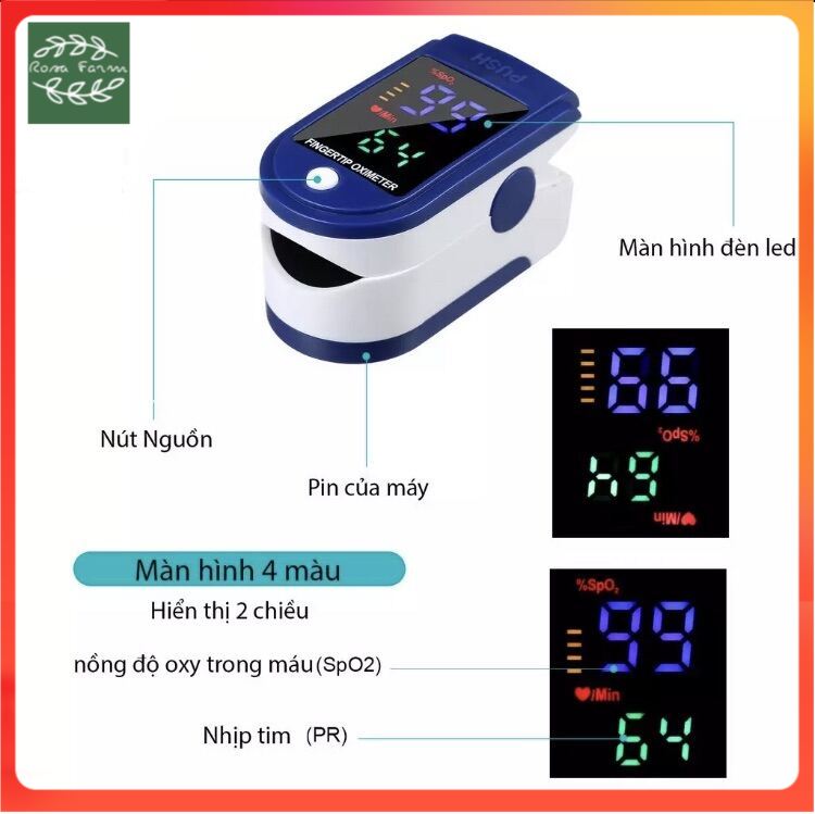 Máy đo spo2, máy đo nồng độ oxy trong máu và đo nhịp tim pulse oximeter lk87