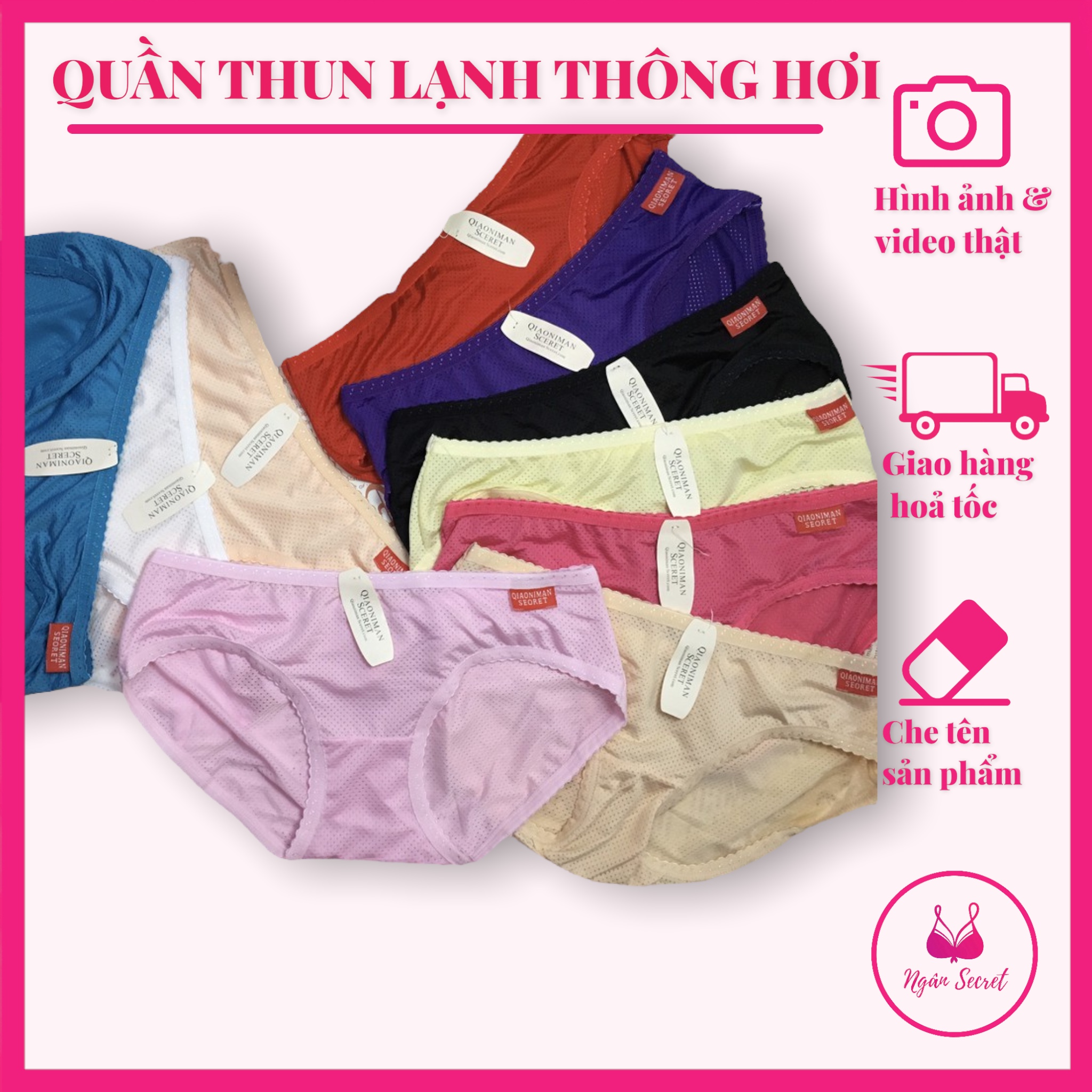 Combo 10 quần lót nữ thun lạnh thông hơi thoáng mát 40 - 53kg